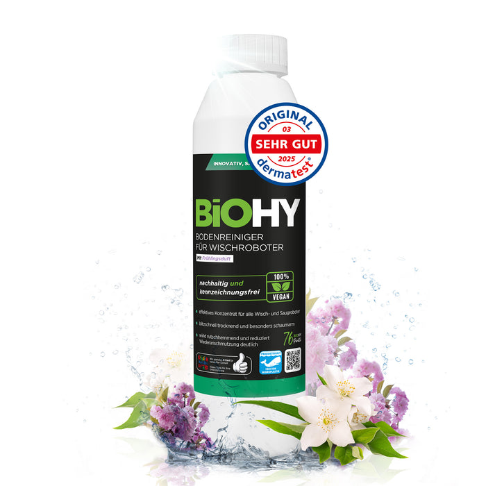 BiOHY floor cleaner for wiping robots, organic cleaner, floor wiping care, non-foaming floor cleaner