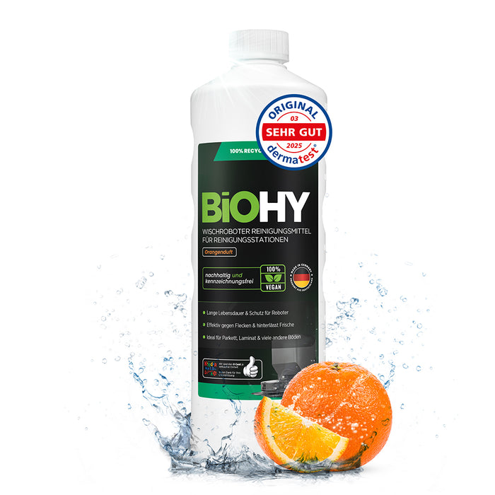 BiOHY Mopping robot cleaning agent for cleaning stations, cleaner for mopping robots, non-mudding floor cleaner, organic concentrate