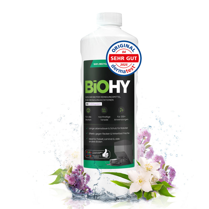 BiOHY Mopping robot cleaning agent for cleaning stations, cleaner for mopping robots, non-mudding floor cleaner, organic concentrate