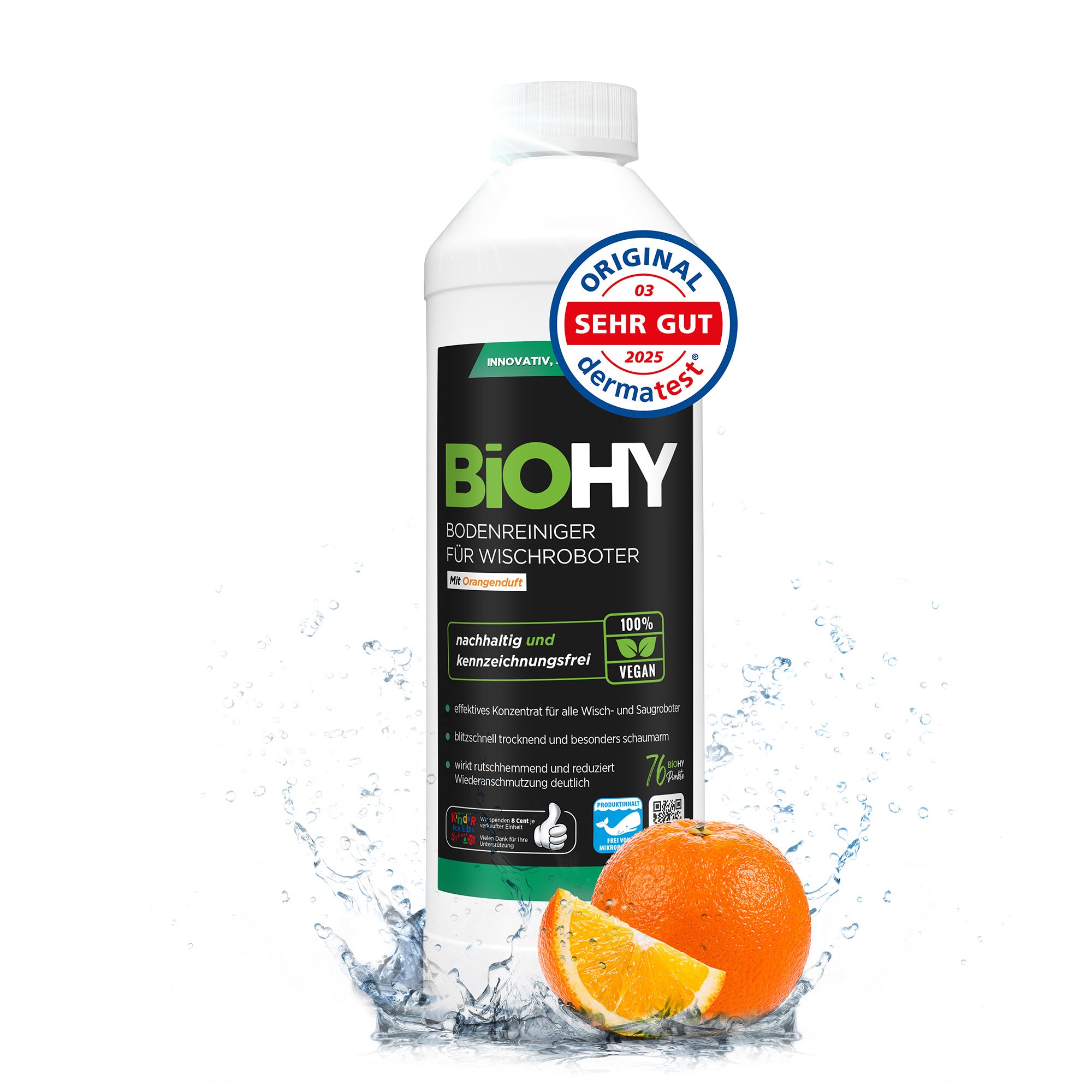 BiOHY floor cleaner for wiping robots, organic cleaner, floor wiping care, non-foaming floor cleaner
