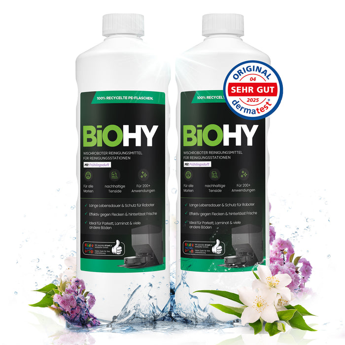 BiOHY Mopping robot cleaning agent for cleaning stations, cleaner for mopping robots, non-mudding floor cleaner, organic concentrate