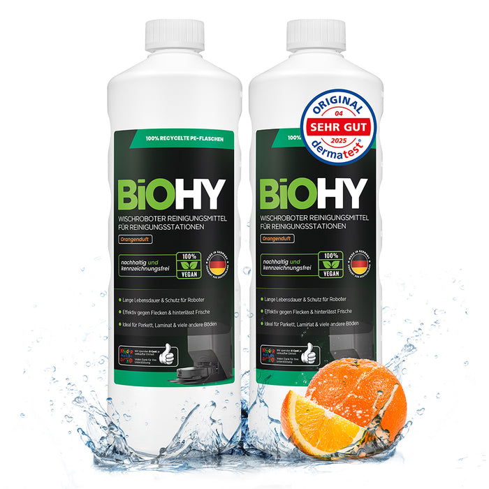 BiOHY Mopping robot cleaning agent for cleaning stations, cleaner for mopping robots, non-mudding floor cleaner, organic concentrate