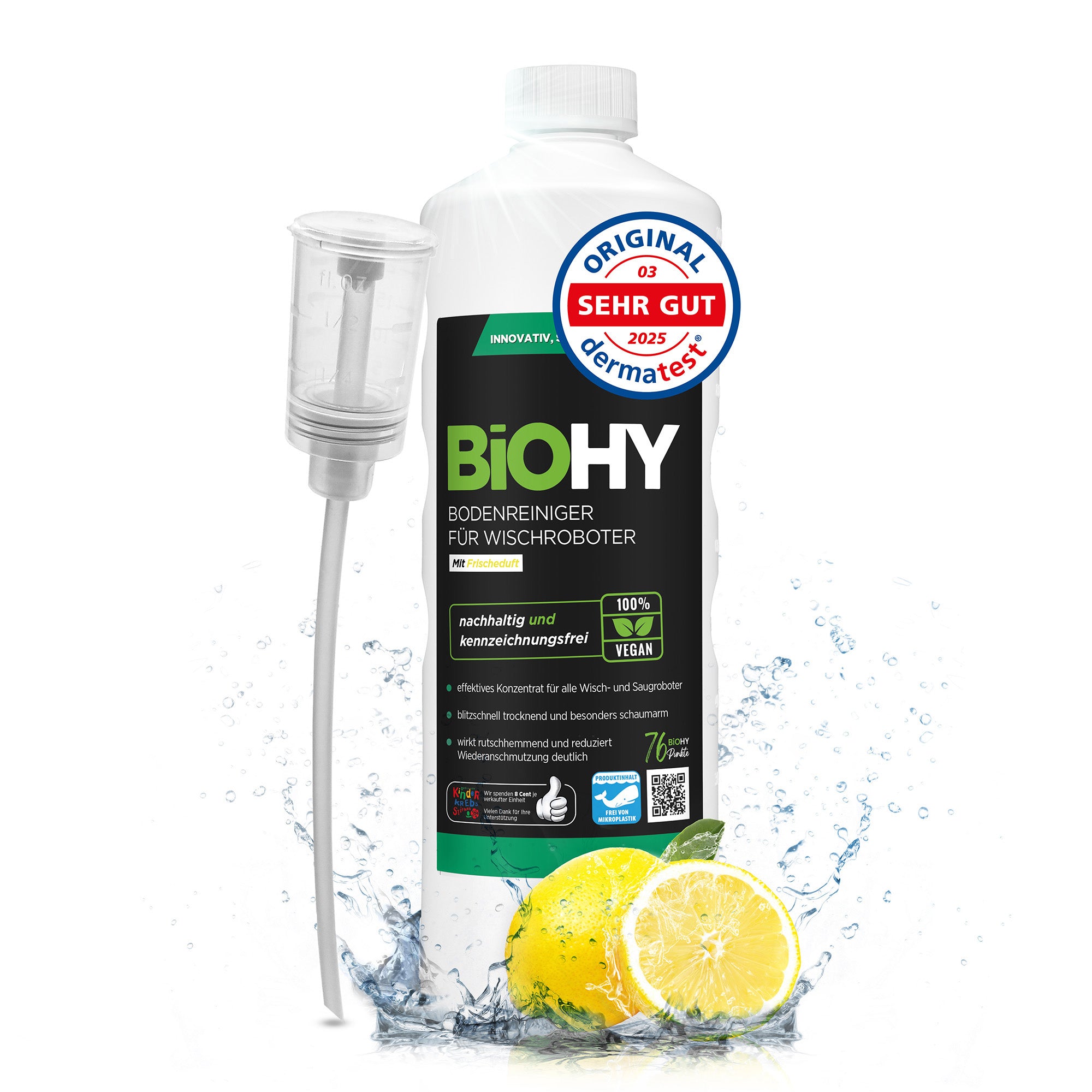 BiOHY floor cleaner for wiping robots, organic cleaner, floor wiping care, non-foaming floor cleaner