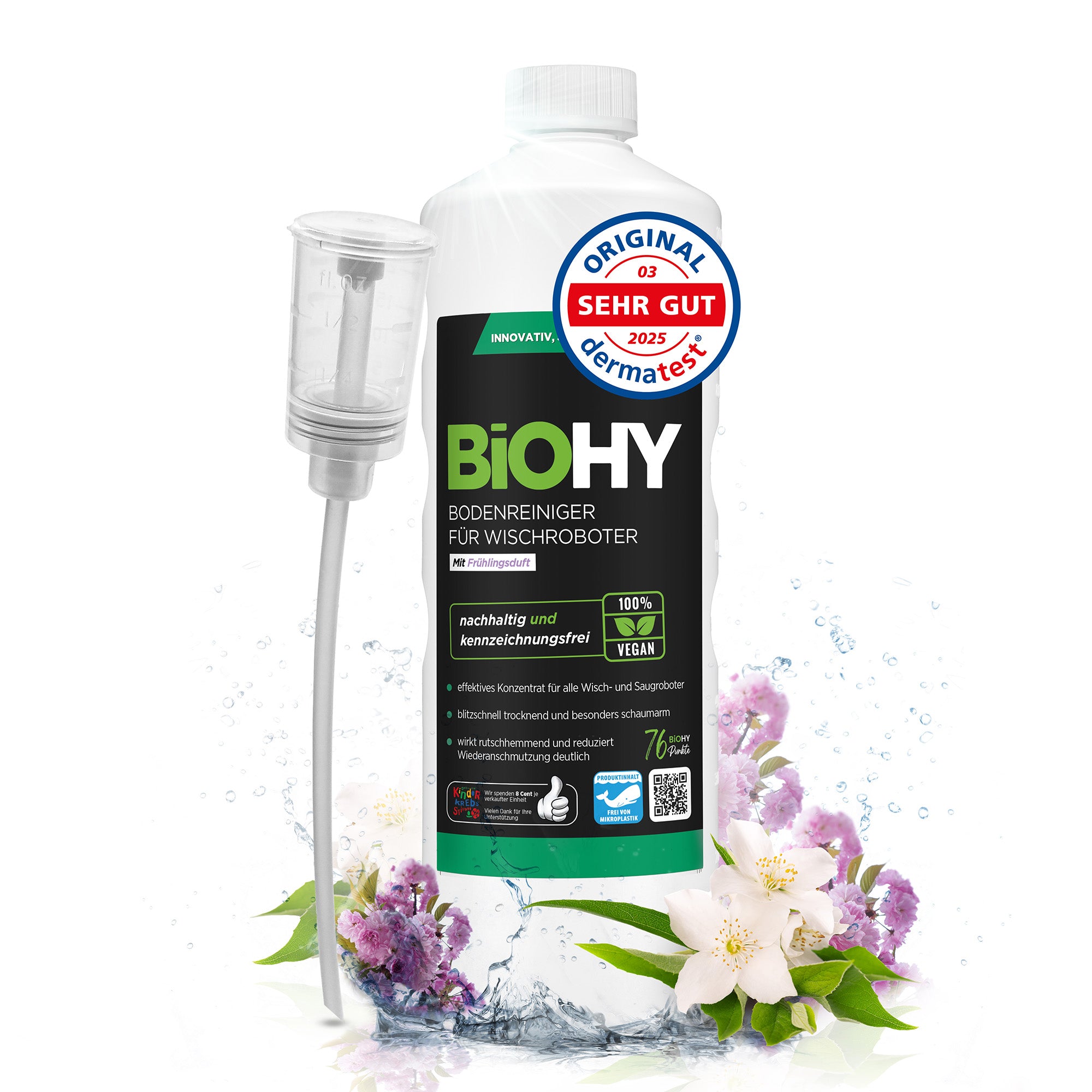 BiOHY floor cleaner for wiping robots, organic cleaner, floor wiping care, non-foaming floor cleaner