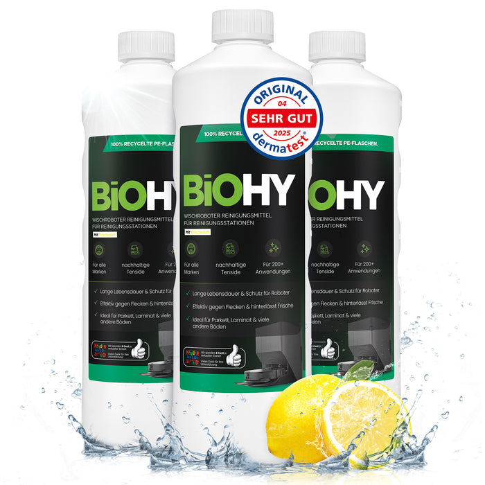 BiOHY Mopping robot cleaning agent for cleaning stations, cleaner for mopping robots, non-mudding floor cleaner, organic concentrate