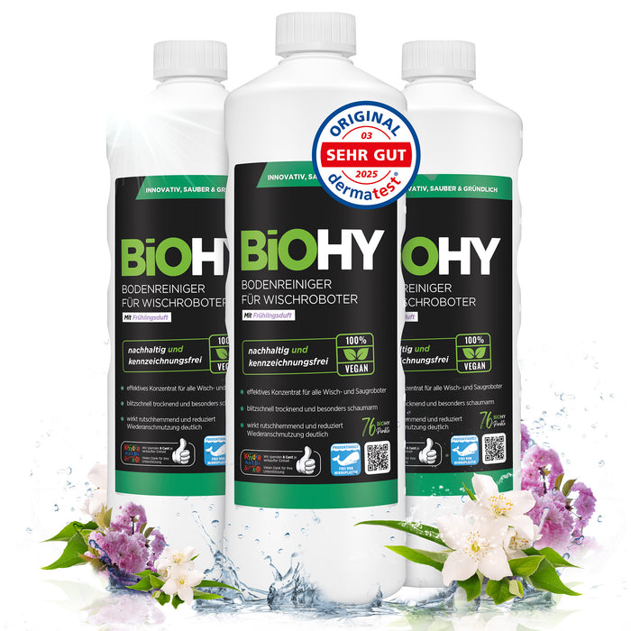 BiOHY floor cleaner for wiping robots, organic cleaner, floor wiping care, non-foaming floor cleaner