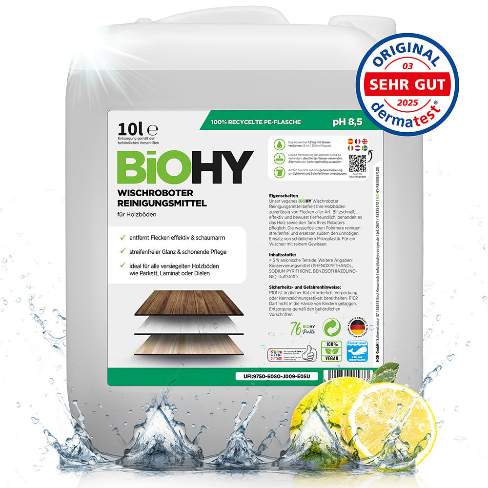 Wiper robot Cleaning agent for wooden floors, cleaner for wiping robots, non-foaming floor cleaner, organic concentrate