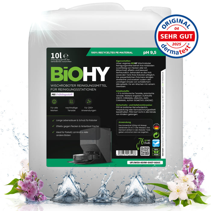 BiOHY Mopping robot cleaning agent for cleaning stations, cleaner for mopping robots, non-mudding floor cleaner, organic concentrate