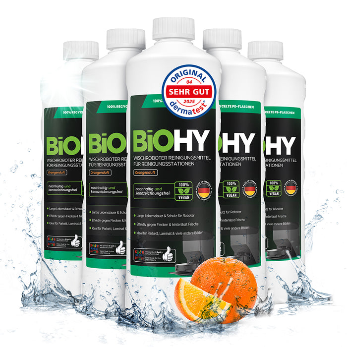 BiOHY Mopping robot cleaning agent for cleaning stations, cleaner for mopping robots, non-mudding floor cleaner, organic concentrate