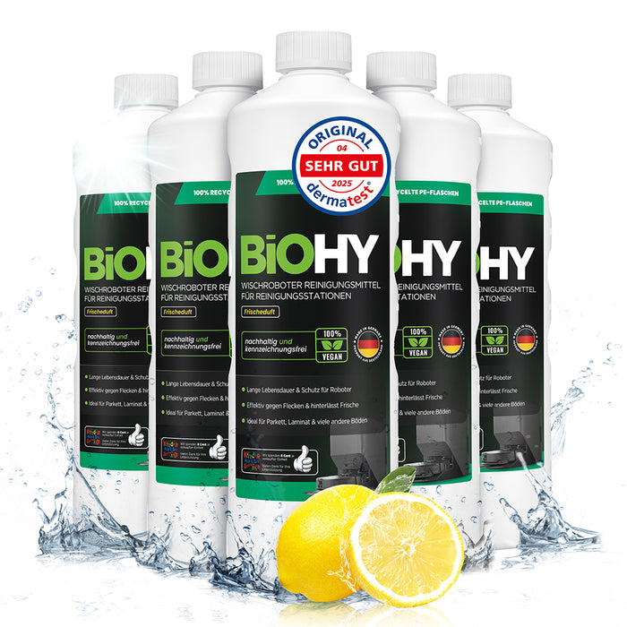 BiOHY Mopping robot cleaning agent for cleaning stations, cleaner for mopping robots, non-mudding floor cleaner, organic concentrate