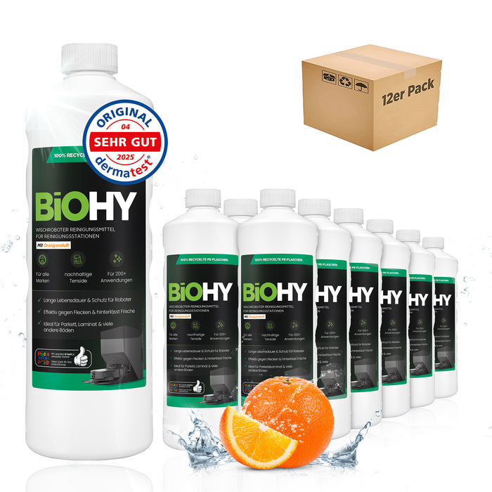 BiOHY Mopping robot cleaning agent for cleaning stations, cleaner for mopping robots, non-mudding floor cleaner, organic concentrate