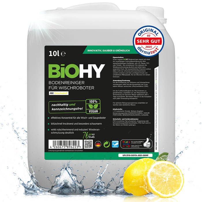 BiOHY floor cleaner for wiping robots, gloss cleaner, floor wiping care, organic concentrate, B2B
