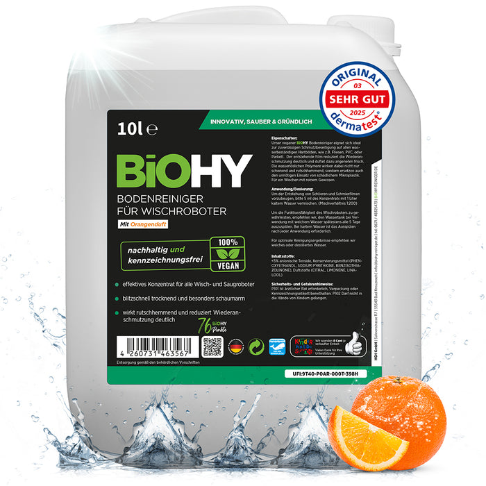BiOHY floor cleaner for wiping robots, organic cleaner, floor wiping care, non-foaming floor cleaner