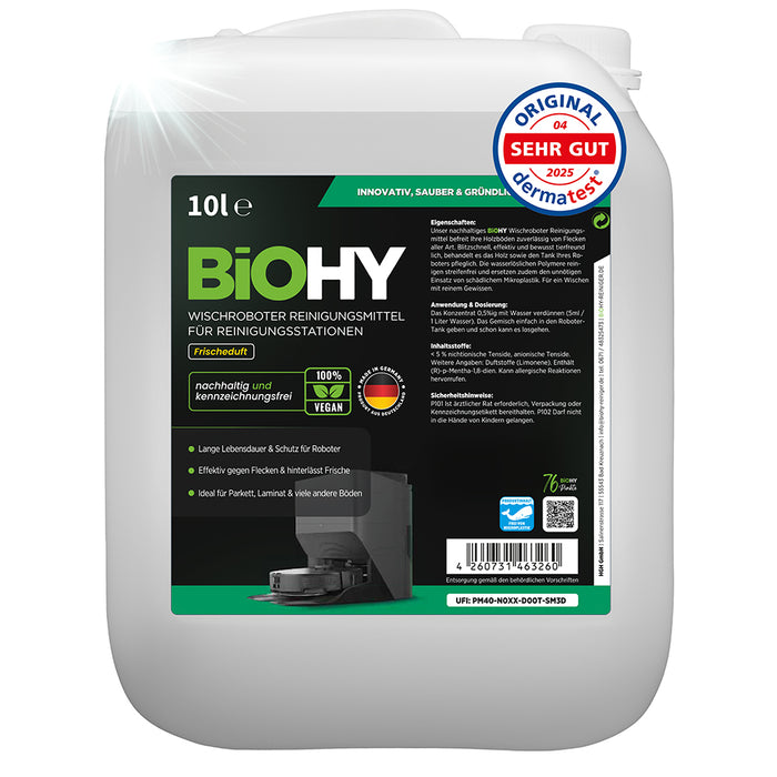 BiOHY Mopping robot cleaning agent for cleaning stations, cleaner for mopping robots, non-mudding floor cleaner, organic concentrate