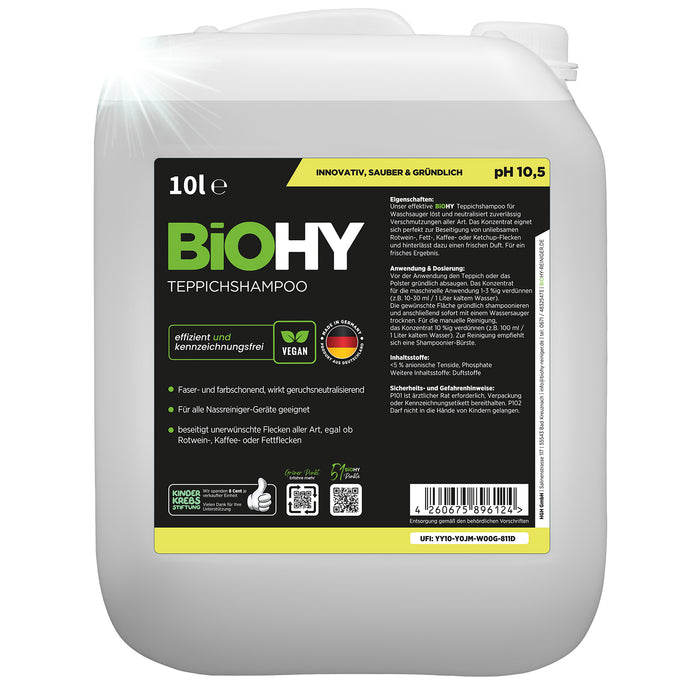 BiOHY carpet shampoo, carpet cleaner, carpet cleaning agent, carpet foam