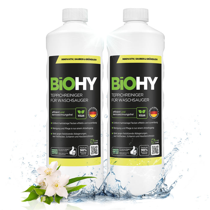 BiOHY carpet cleaner for vacuum cleaners, carpet shampoo, textile cleaners, carpet steam cleaners