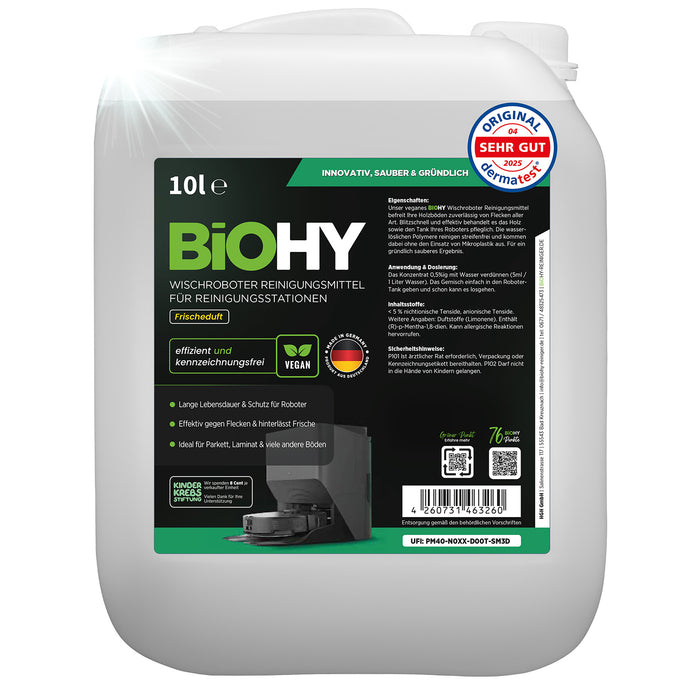 BiOHY Mopping robot cleaning agent for cleaning stations, cleaner for mopping robots, non-mudding floor cleaner, organic concentrate