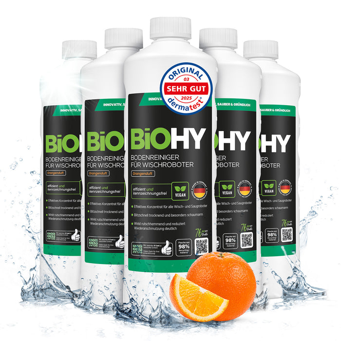 BiOHY floor cleaner for wiping robots, organic cleaner, floor wiping care, non-foaming floor cleaner