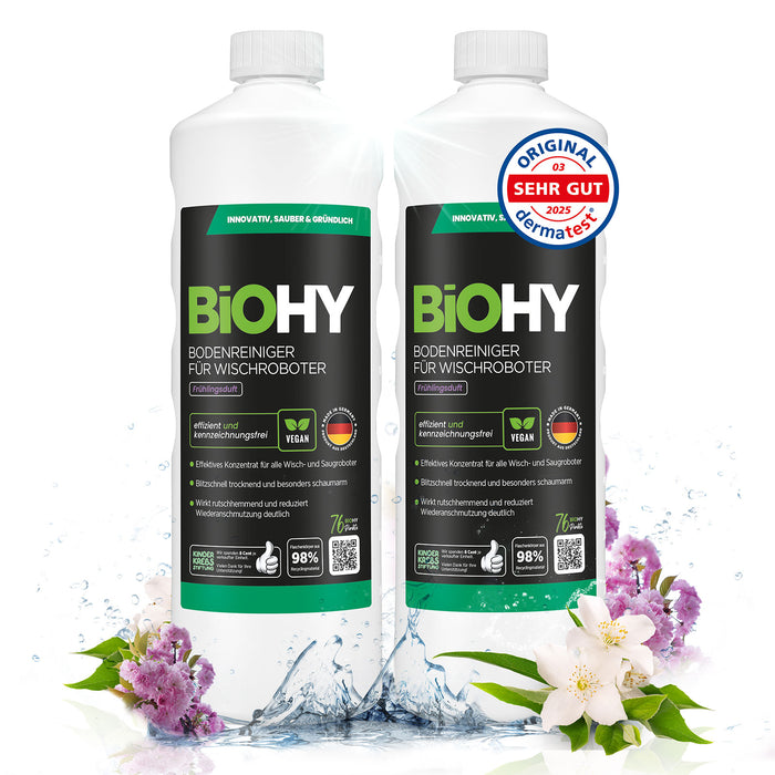 BiOHY floor cleaner for wiping robots, organic cleaner, floor wiping care, non-foaming floor cleaner