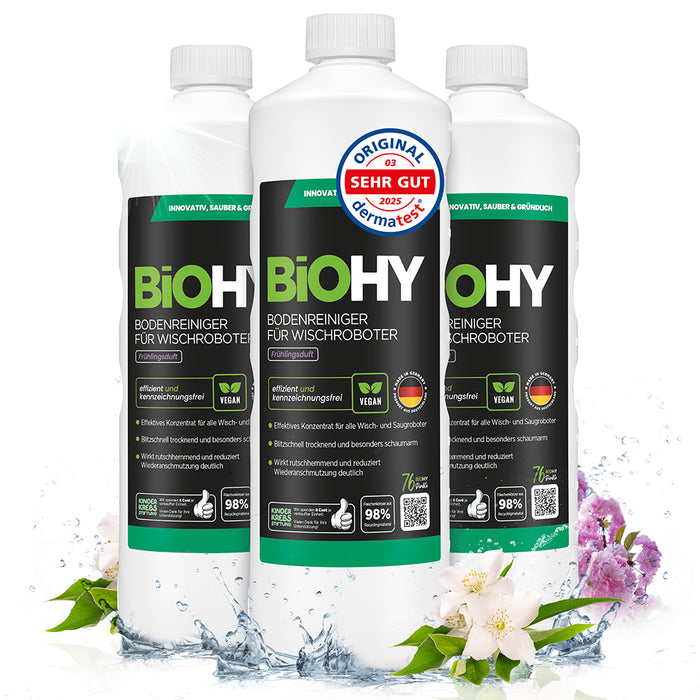 BiOHY floor cleaner for wiping robots, organic cleaner, floor wiping care, non-foaming floor cleaner