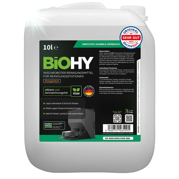 BiOHY Mopping robot cleaning agent for cleaning stations, cleaner for mopping robots, non-mudding floor cleaner, organic concentrate