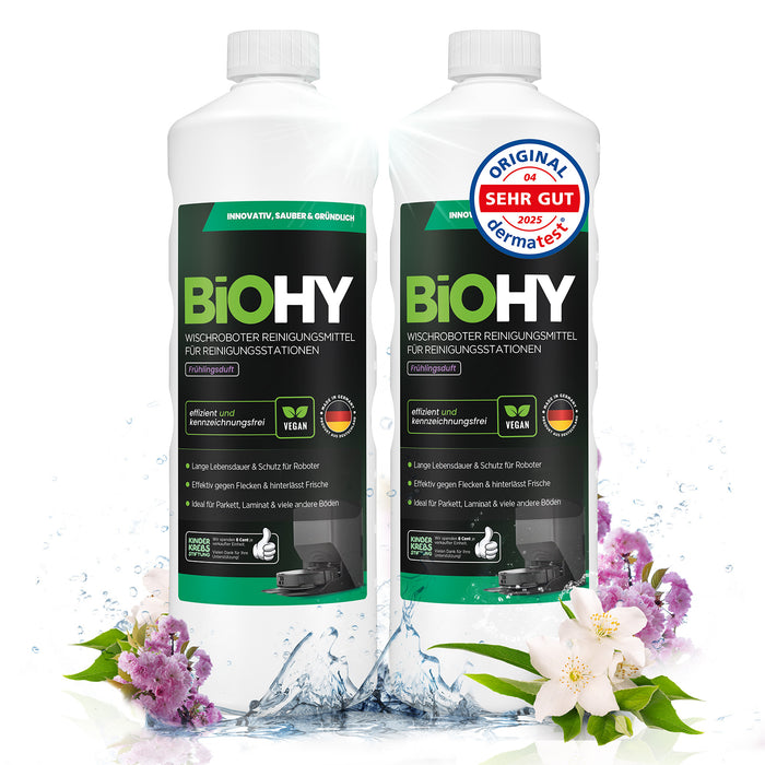 BiOHY Mopping robot cleaning agent for cleaning stations, cleaner for mopping robots, non-mudding floor cleaner, organic concentrate