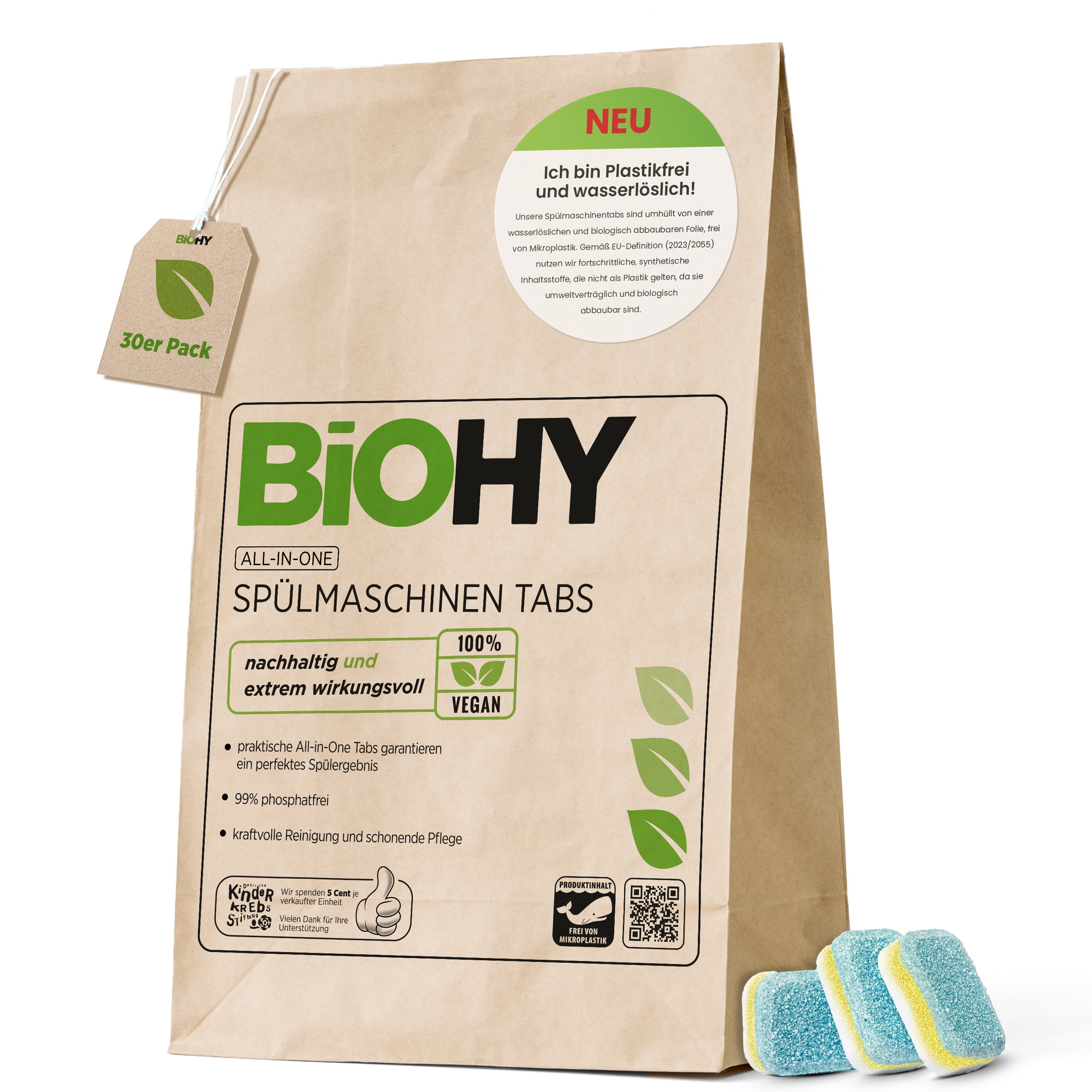 BiOHY All-in-One Dishwasher Tabs, Dishwashing Tabs, Dishwasher Tabs, Rinsing Tabs