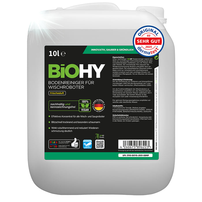 BiOHY floor cleaner for wiping robots, organic cleaner, floor wiping care, non-foaming floor cleaner