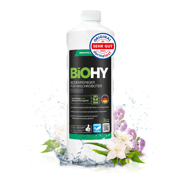 BiOHY floor cleaner for wiping robots, organic cleaner, floor wiping care, non-foaming floor cleaner