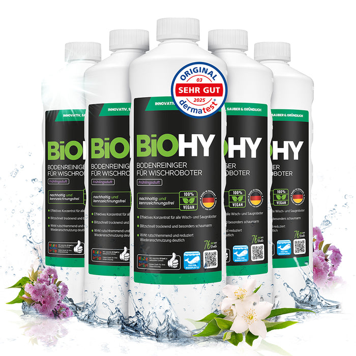 BiOHY floor cleaner for wiping robots, organic cleaner, floor wiping care, non-foaming floor cleaner