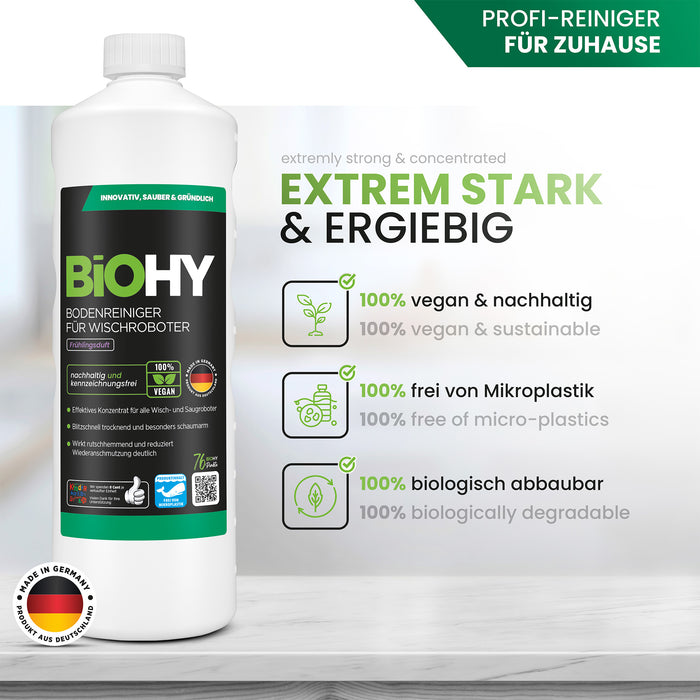 BiOHY floor cleaner for wiping robots, organic cleaner, floor wiping care, non-foaming floor cleaner