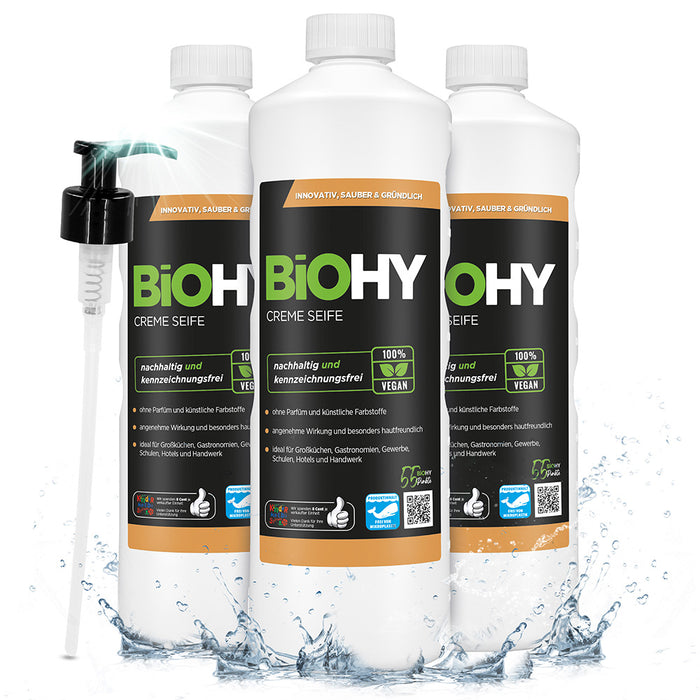 BiOHY cream soap, skin-friendly washing lotion, phosphate-free hand soap, moisturizing soap cream