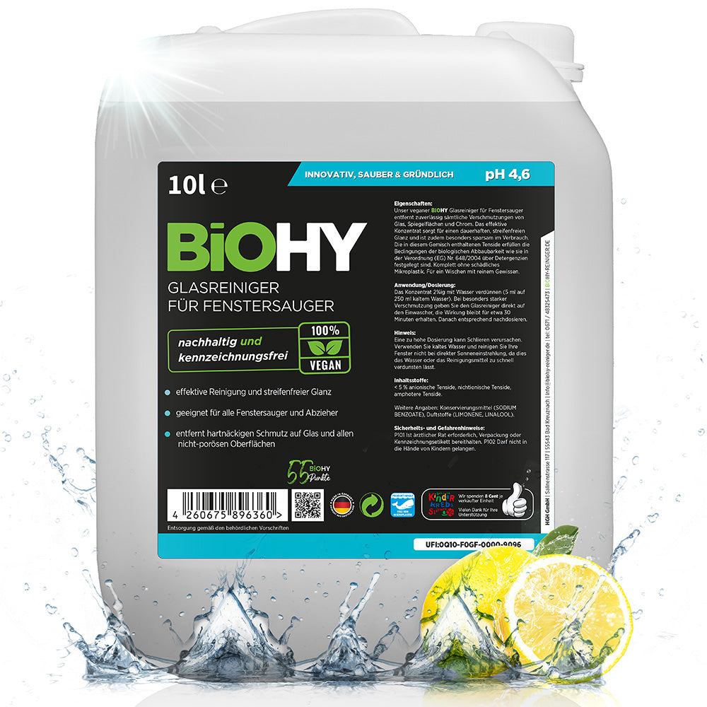 BiOHY glass cleaner for window vacuums, window cleaning agents, glass cleaners, window cleaners
