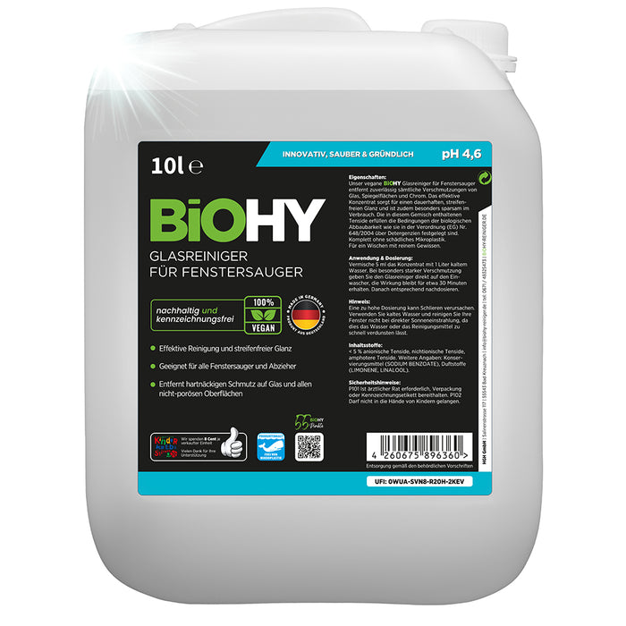 BiOHY glass cleaner for window vacuums, window cleaning agents, glass cleaners, window cleaners