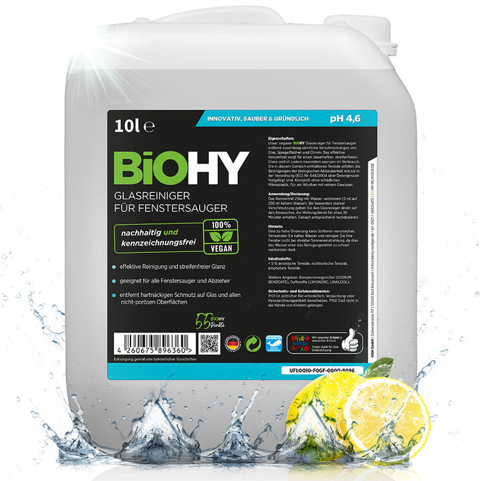 BiOHY glass cleaner for window vacuums, window cleaning agents, glass cleaners, window cleaners