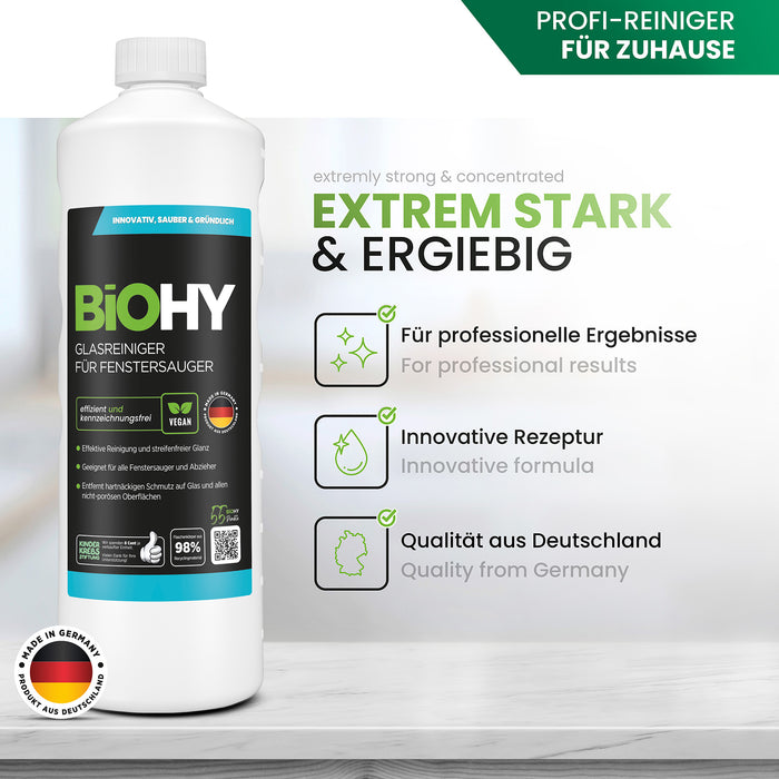 BiOHY glass cleaner for window vacuums, window cleaning agents, glass cleaners, window cleaners