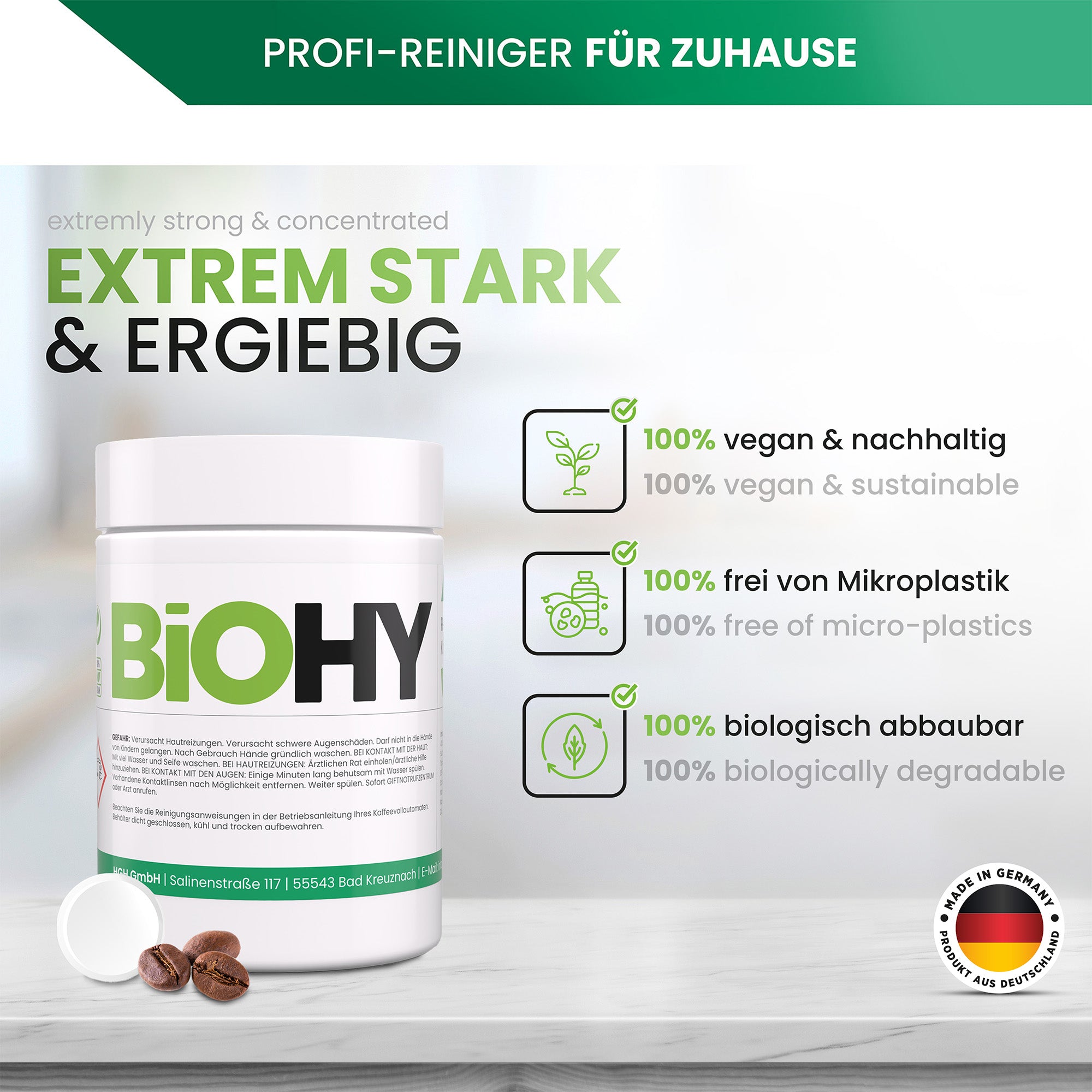 BiOHY cleaning tablets for fully automatic coffee machines, descaling tablets, fully automatic coffee machines descaler, coffee machines cleaning tabs