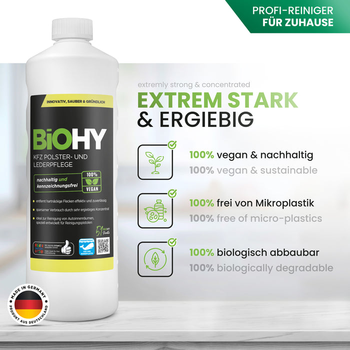 BiOHY car upholstery &amp; leather care, car upholstery cleaner, car seat cleaner, interior care