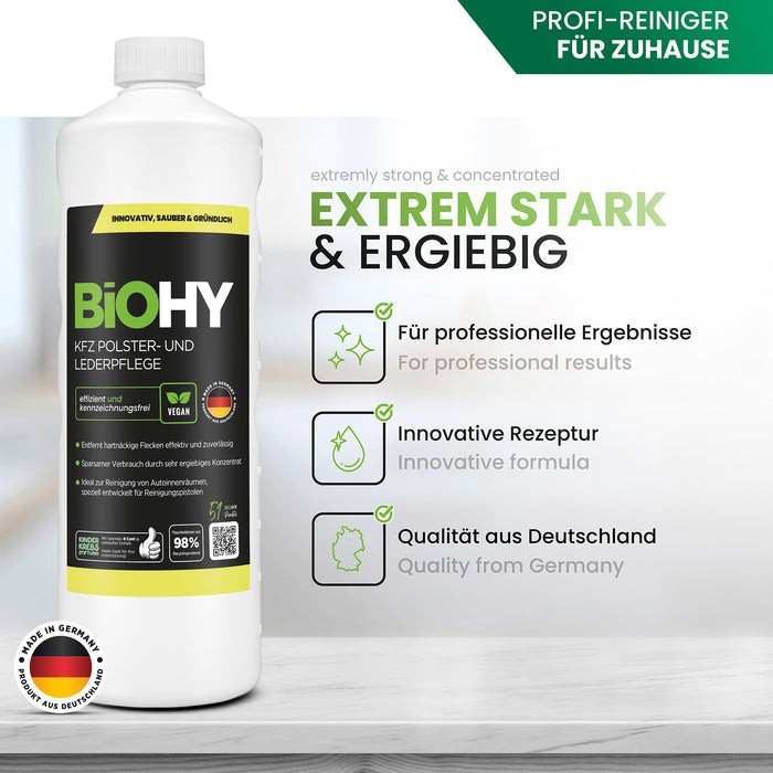 BiOHY car upholstery &amp; leather care, car upholstery cleaner, car seat cleaner, interior care