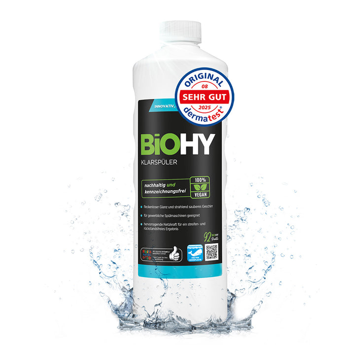 BiOHY rinse aid, glass cleaner dishwasher, dishwashing detergent, cutlery cleaner