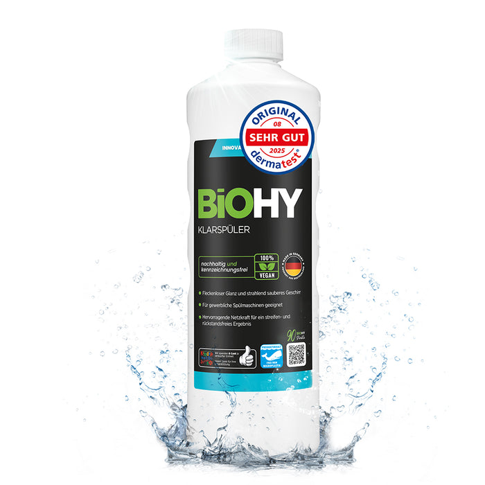BiOHY rinse aid, glass cleaner dishwasher, dishwashing detergent, cutlery cleaner