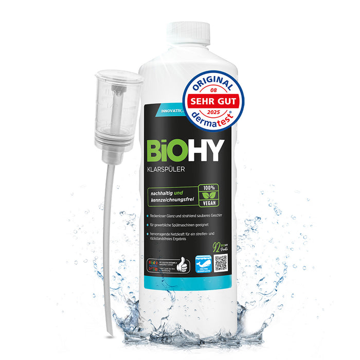 BiOHY rinse aid, glass cleaner dishwasher, dishwashing detergent, cutlery cleaner