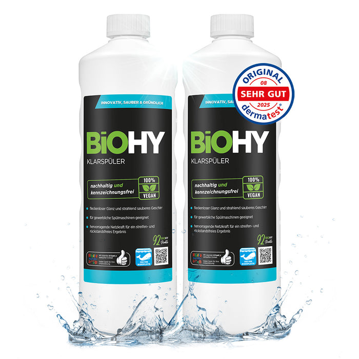 BiOHY rinse aid, glass cleaner dishwasher, dishwashing detergent, cutlery cleaner