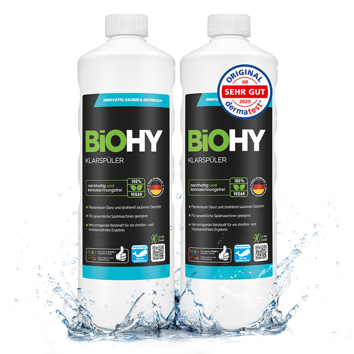 BiOHY rinse aid, glass cleaner dishwasher, dishwashing detergent, cutlery cleaner
