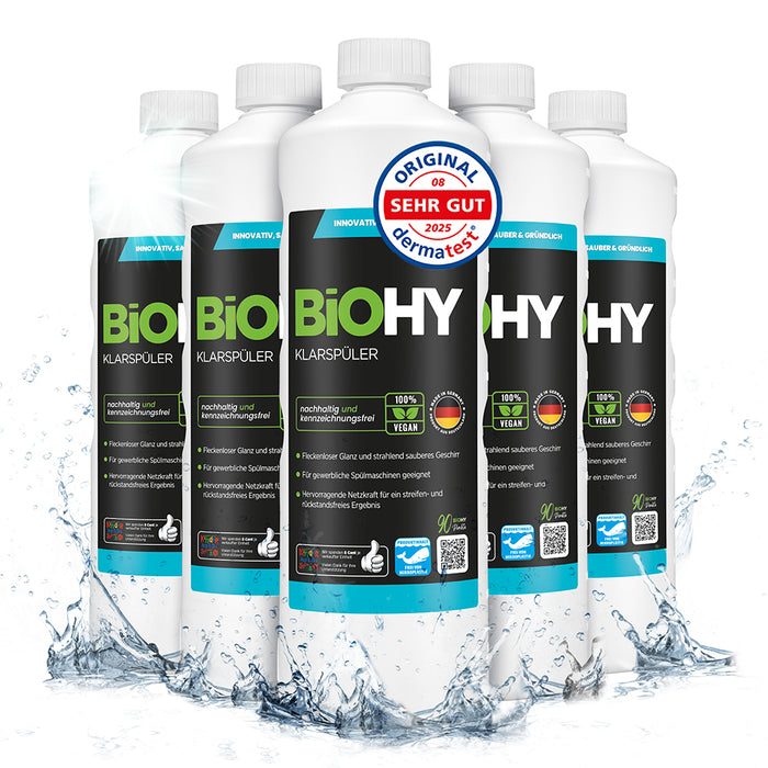 BiOHY rinse aid, glass cleaner dishwasher, dishwashing detergent, cutlery cleaner