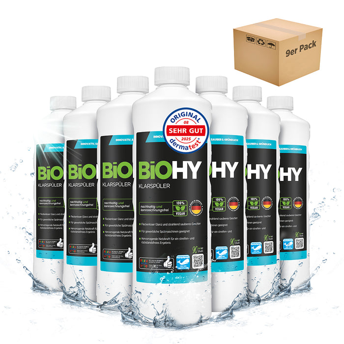 BiOHY rinse aid, glass cleaner dishwasher, dishwashing detergent, cutlery cleaner