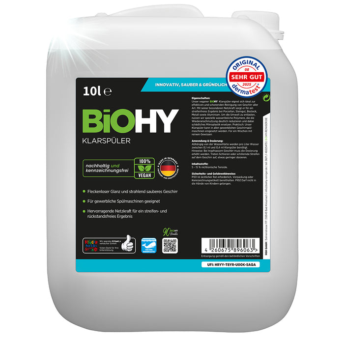 BiOHY rinse aid, glass cleaner dishwasher, dishwashing detergent, cutlery cleaner