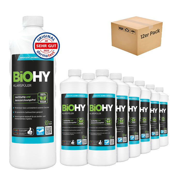 BiOHY rinse aid, glass cleaner dishwasher, dishwashing detergent, cutlery cleaner