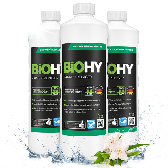 BiOHY parquet cleaner, parquet care products, wooden floor soap, parquet care