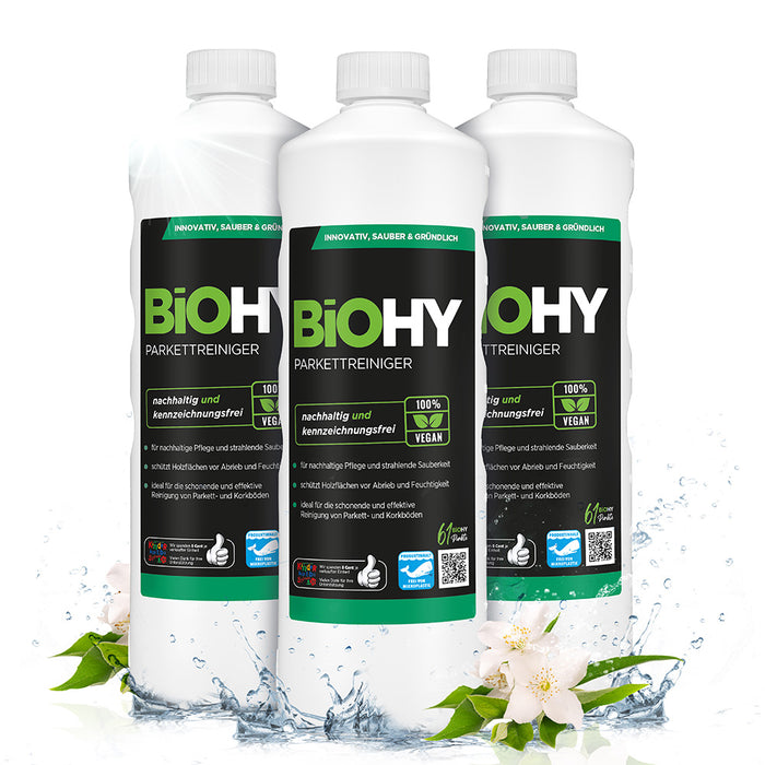 BiOHY parquet cleaner, parquet care products, wooden floor soap, parquet care